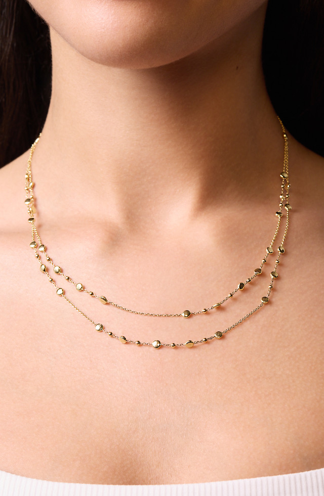 14K Yellow Gold Bony Levy Station Multi Chain Necklace