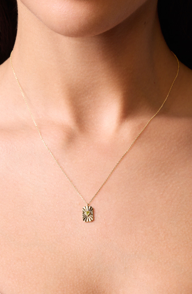 14K Yellow Gold Blue Topaz Bony Levy Color Pendant Heart-Shaped Centered Necklace