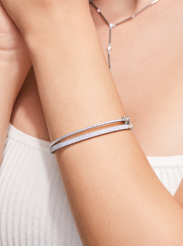 18K White Gold Diamond Statement Bracelet