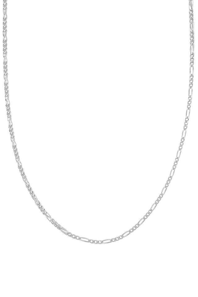 14K White Gold Men's Box Figaro Chain Necklace