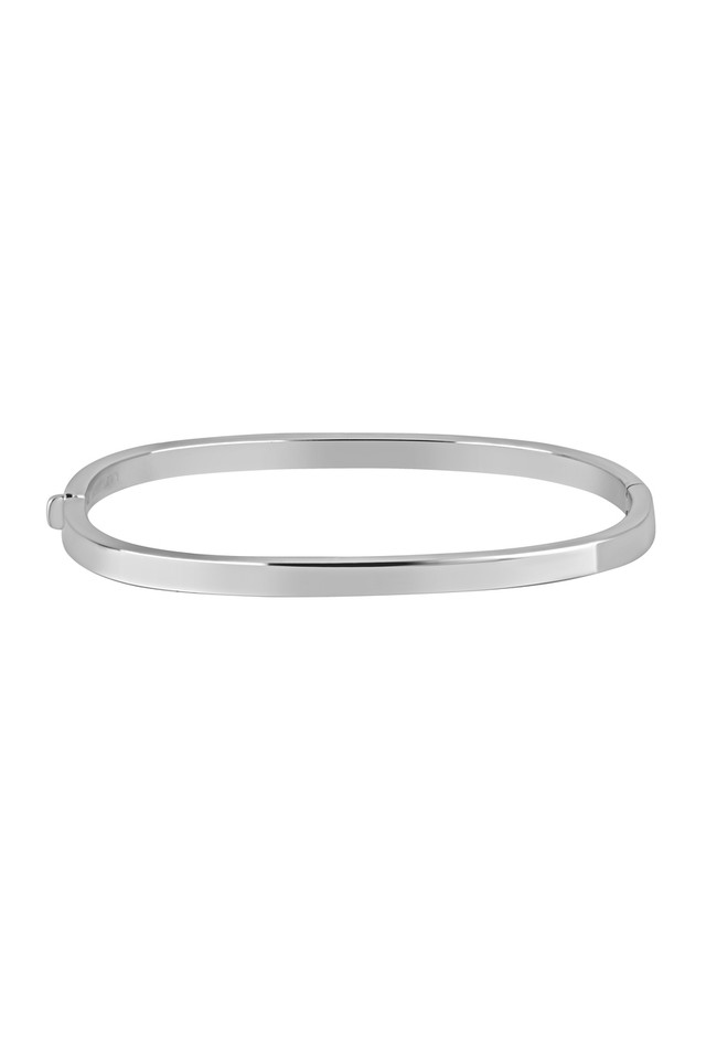 14K White Gold Bony Levy Rectangular Shape Bangle Bracelet