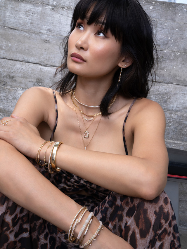 18K Yellow Gold Diamond Mykonos Precious Threader Earrings