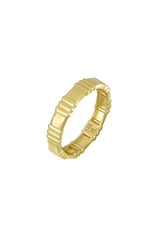 14K Yellow Gold Bony Levy Textured Pattern Stackable Ring