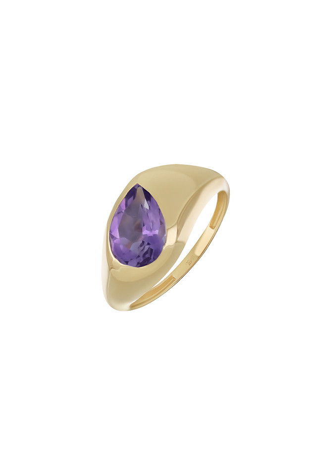 14K Yellow Gold Amethyst Bony Levy Color Chunky Trend Ring