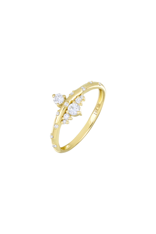 18K Yellow Gold Diamond Kiera Elegant Stackable Ring