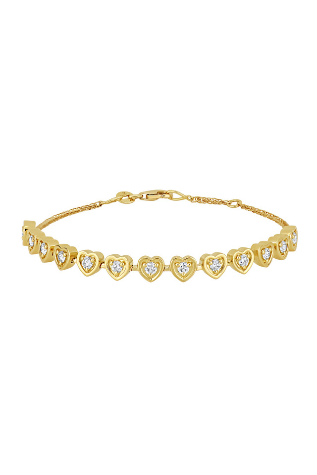 18K Yellow Gold Diamond Kiera Heart Line Bracelet