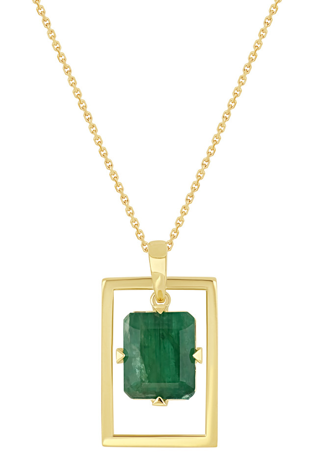 14K Yellow Gold Emerald El Mar Pendant Necklace