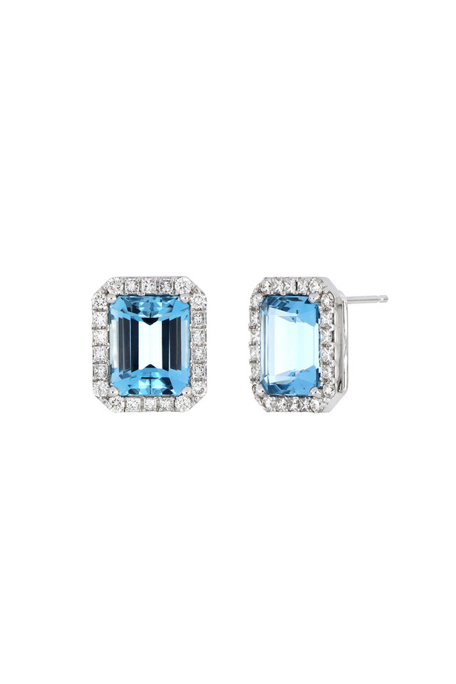 18K White Gold Aquamarine Luxe Stud Earrings