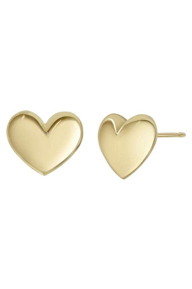 14K Yellow Gold Bony Levy Polished Heart Stud Earrings