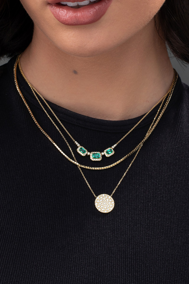 18K Yellow Gold Natural Diamond Bardot Statement Pendant Necklace