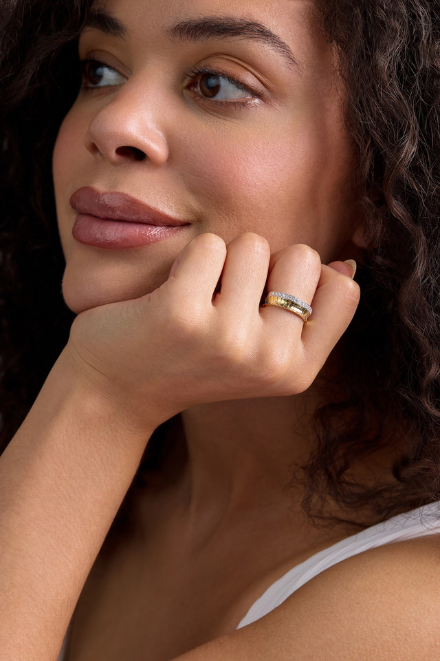 18K White and Yellow Gold Diamond Cleo Statement Ring