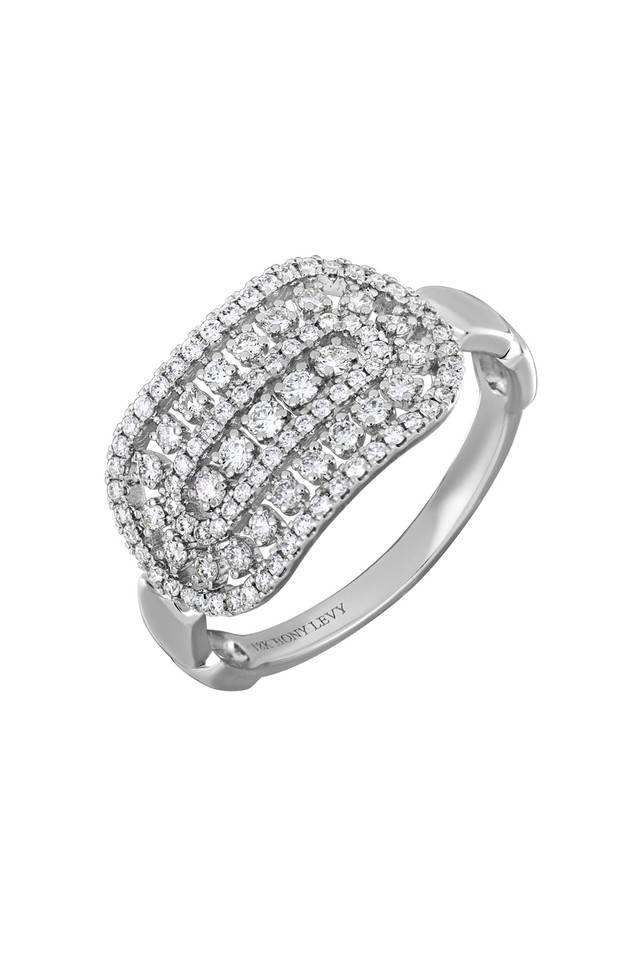 18K White Gold Diamond Bardot Pristine Trend Statement Ring