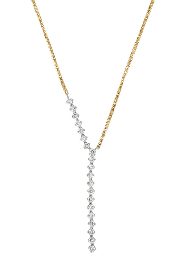 18K White and Yellow Gold Natural Diamond Liora Exquisite Y-Neck Necklace