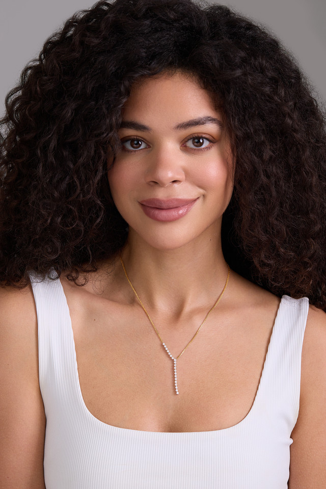 18K White and Yellow Gold Natural Diamond Liora Exquisite Y-Neck Necklace