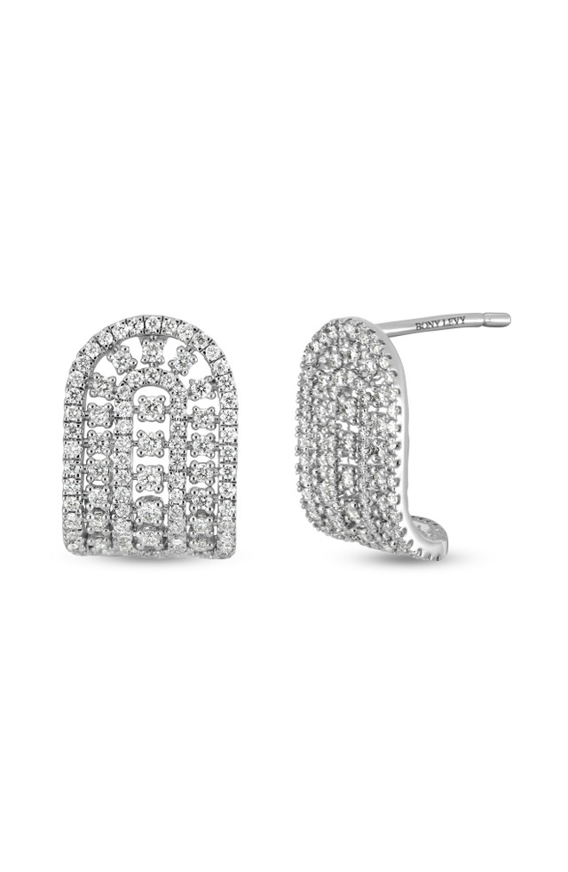 18K White Gold Natural Diamond Bardot Half Huggie Stud Earrings