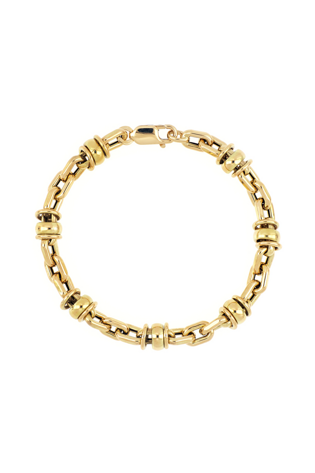 14K Yellow Gold Bony Levy Men’s Disc Link Chain Bracelet