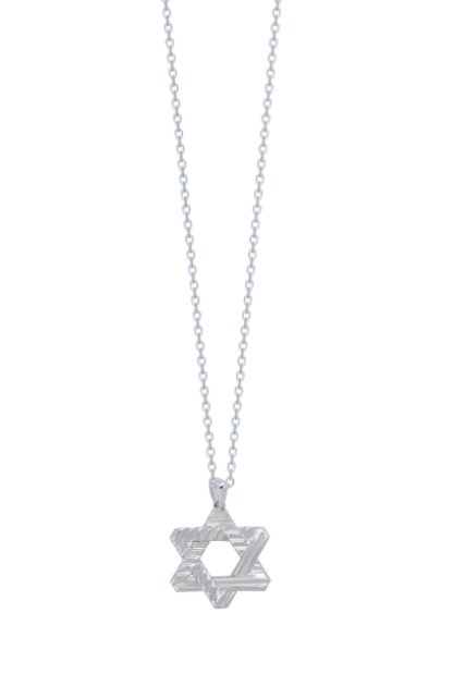 14K White Gold Bony Levy Men's Enhancer Star of David Pendant Necklace