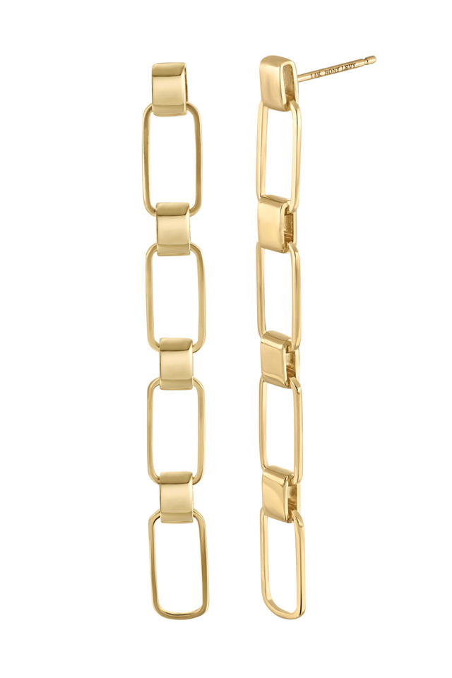 14K Yellow Gold Bony Levy Smooth Link Drop Earrings