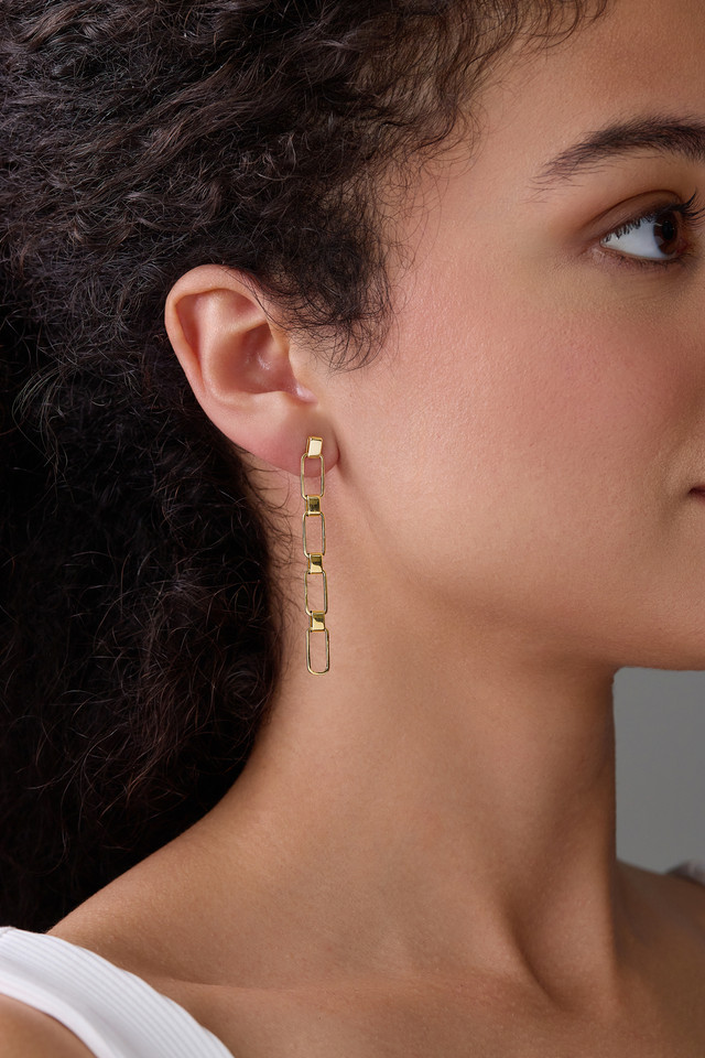 14K Yellow Gold Bony Levy Smooth Link Drop Earrings