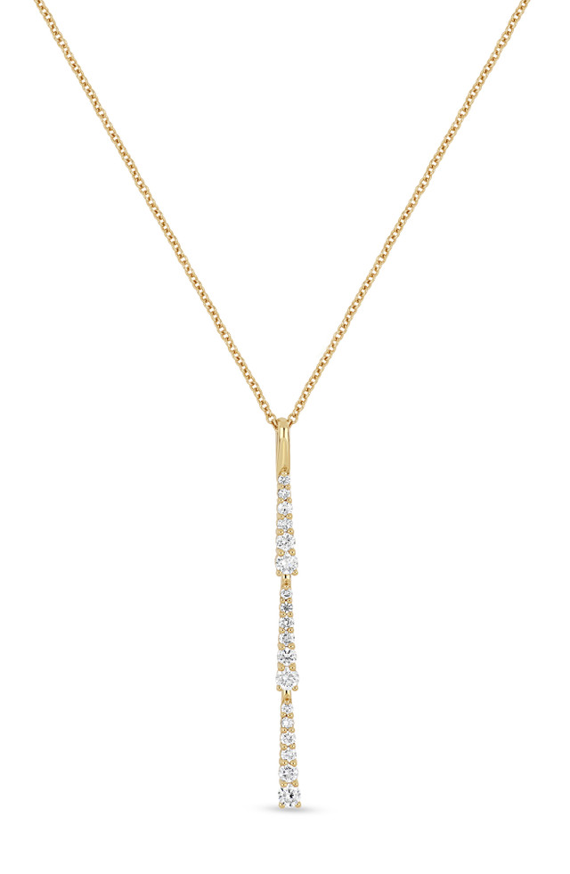 18K Yellow Gold Diamond Audrey Exquisite Y Drop Pendant Necklace