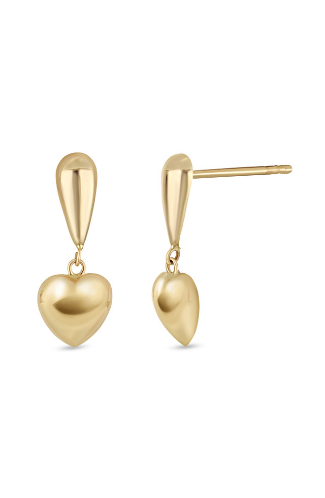 14K Yellow Gold Bony Levy Dangling Heart Drop Stud Earrings
