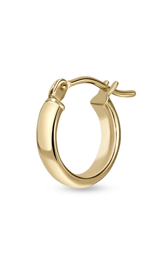 14K Yellow Gold Bony Levy Mini Beveled Edge Huggie Earring - SINGLE