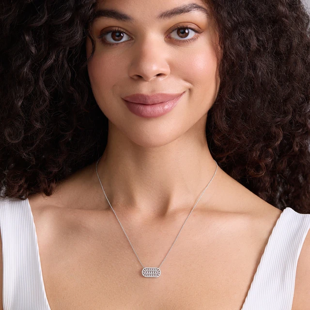18K White Gold Bardot Natural Diamond Pendant Necklace
