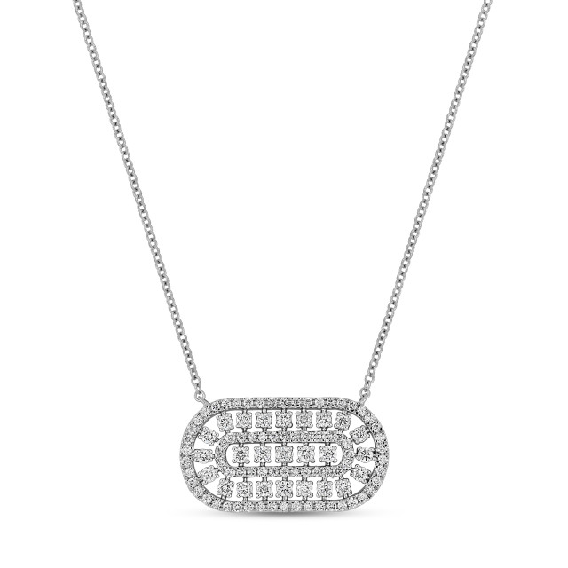 18K White Gold Bardot Natural Diamond Pendant Necklace