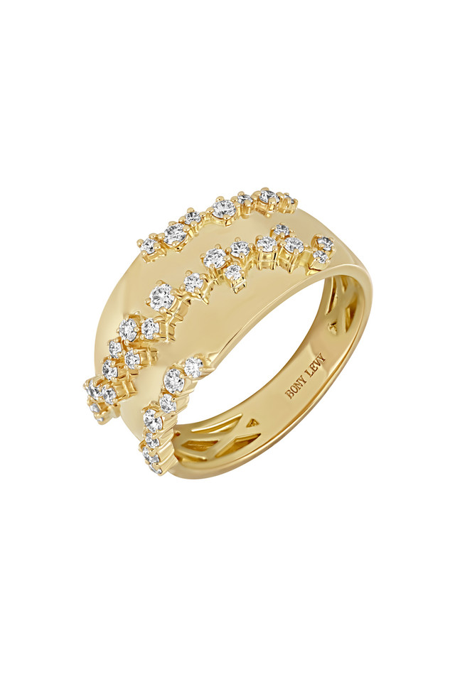 18K Yellow Gold Mika Natural Diamond Wide Ring