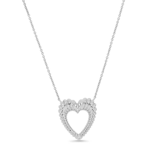 14K White Gold Heart Pendant Necklace