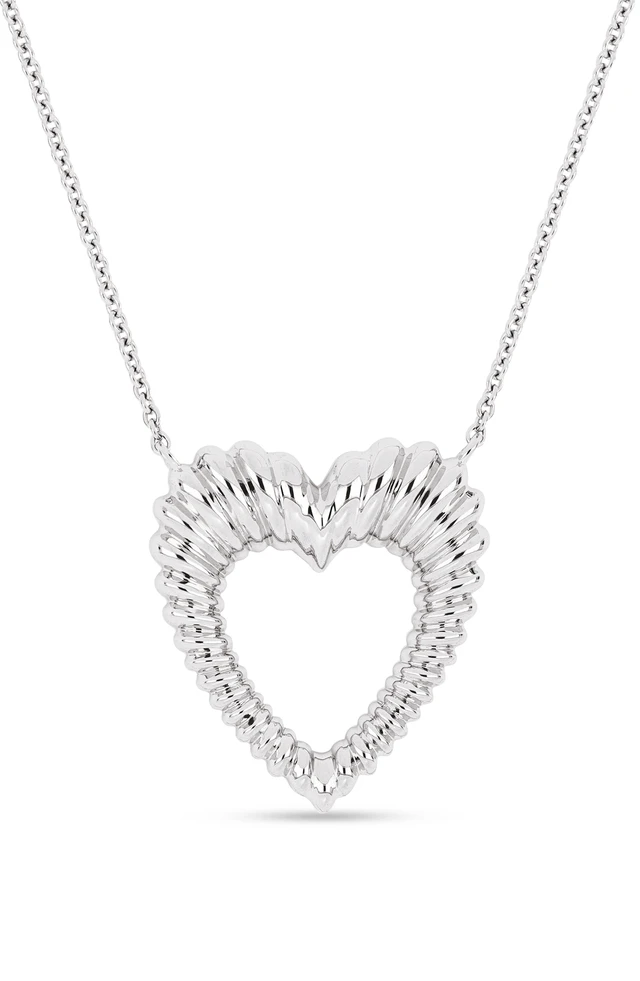 14K White Gold Heart Pendant Necklace