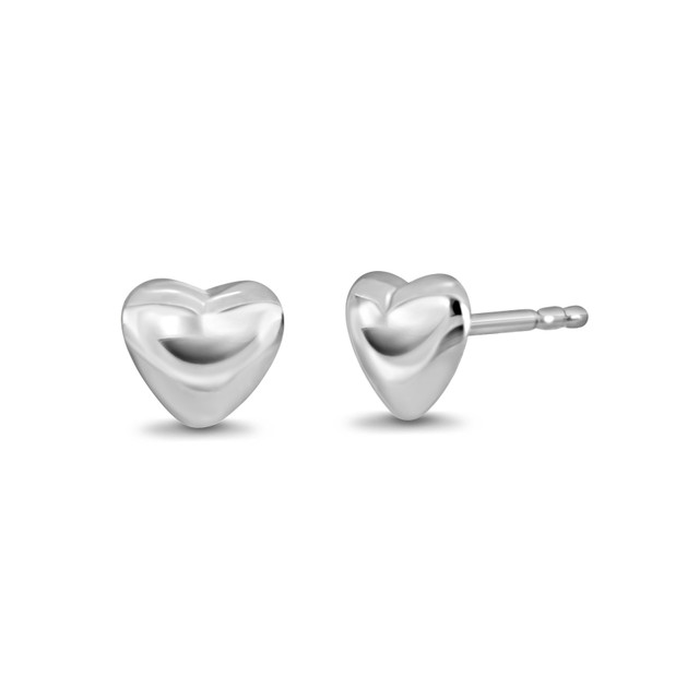 14K White Gold Mini Heart Stud Earrings