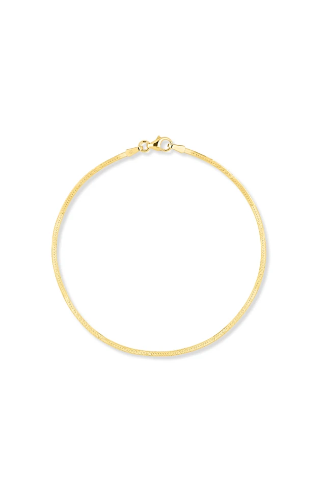 14K 1mm Herringbone Chain Bracelet