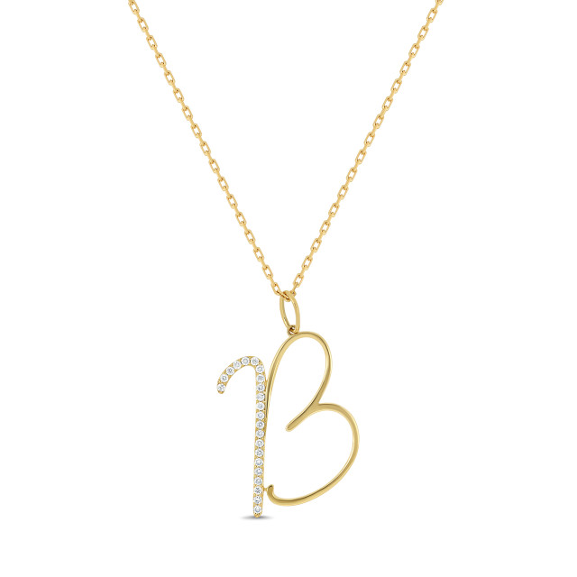 18K Yellow Gold Kiera Natural Diamond Initial Pendant Necklace