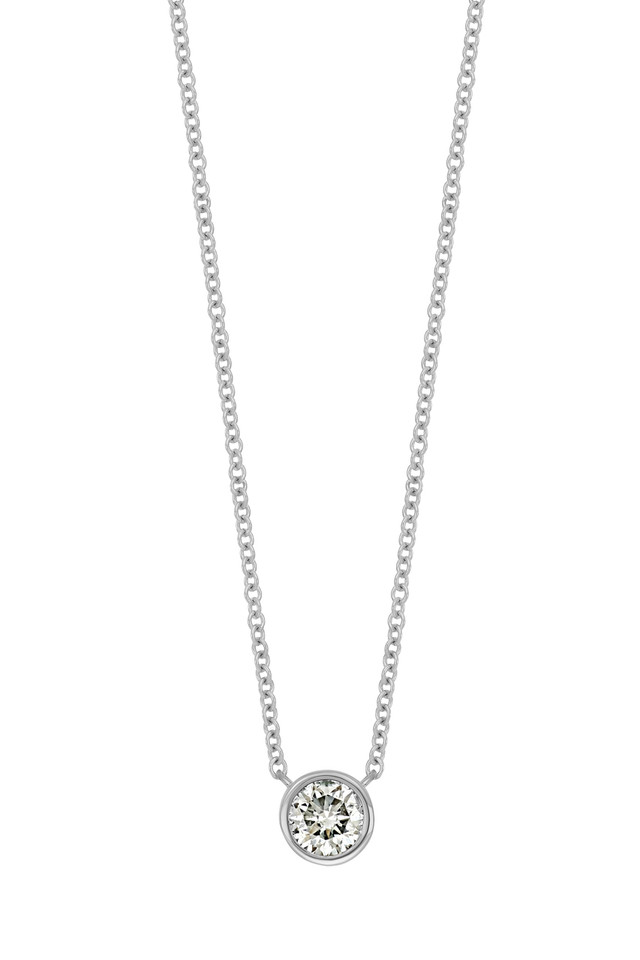 14K 0.37ct Natural Diamond Bezel Pendant Necklace