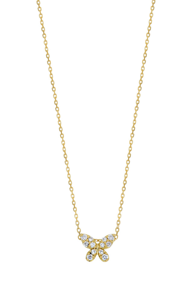 18K Yellow Gold Liora Natural Diamond Butterfly Pendant Necklace