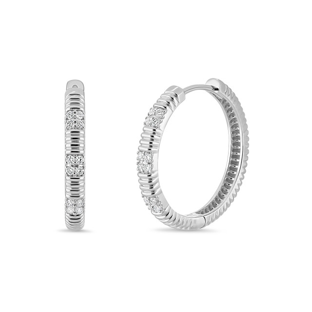 18K White Gold Cleo Diamond Hoop Earrings