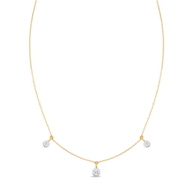 18K Yellow Gold Monaco Natural Diamond Pendant Necklace