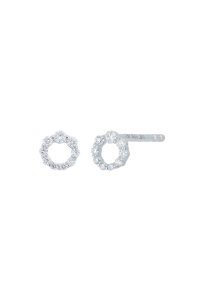 18K White Gold Icon Natural Diamond Circle Stud Earrings