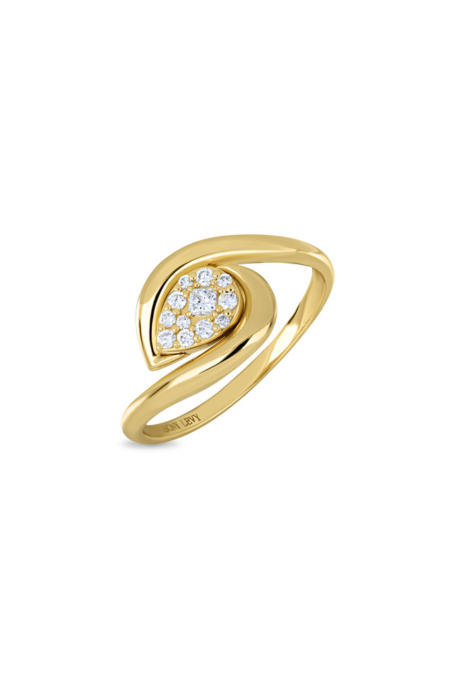 18K Yellow Gold Mika Natural Diamond Teardrop Statement Ring