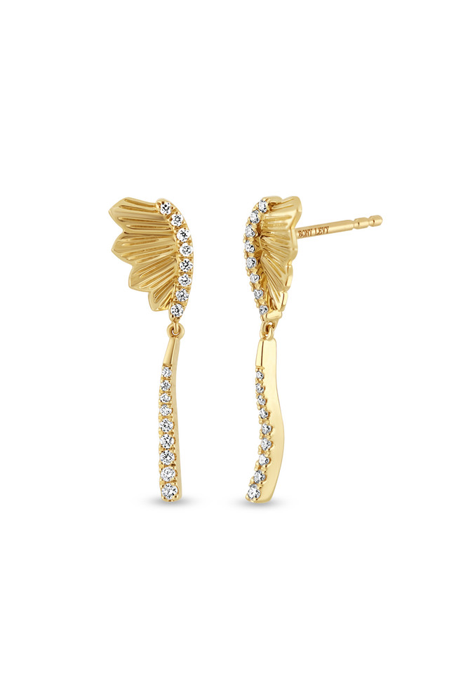 18K Yellow Gold Cleo Natural Diamond Drop Earrings