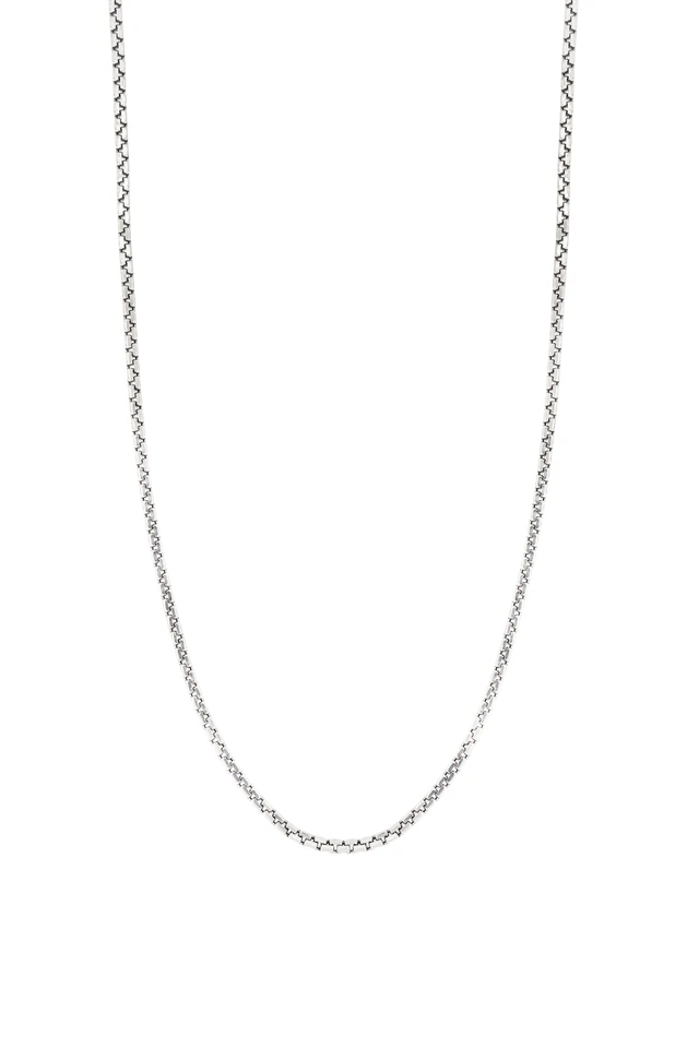 14K White Gold Men's Box Chain Necklace