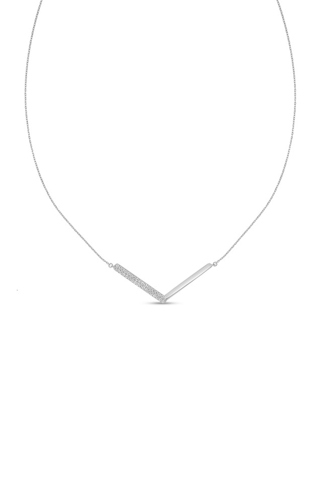 18K White Gold Kiera Natural Diamond Chevron Pendant Necklace