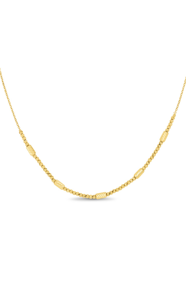14K Yellow Gold Beaded Chain Necklace