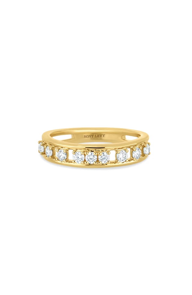 18K Yellow Gold Florentine Natural Diamond Accent Stackable Ring