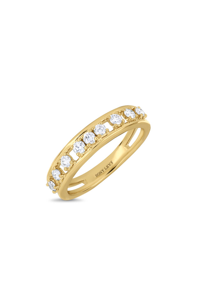 18K Yellow Gold Florentine Natural Diamond Accent Stackable Ring