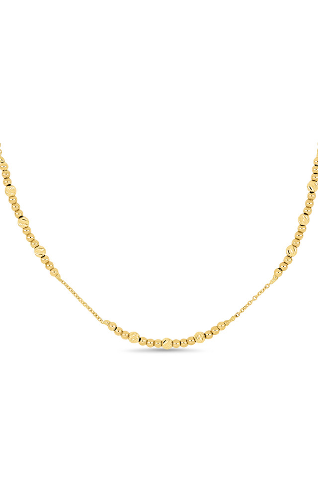 14K Yellow Gold Beaded Chain Necklace
