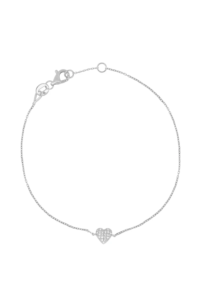 18K White Gold Bardot Natural Diamond Heart Trend Bracelet