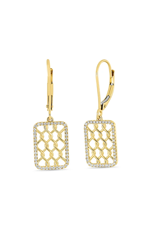 18K Yellow Gold Bardot Natural Diamond Caged Drop Earrings