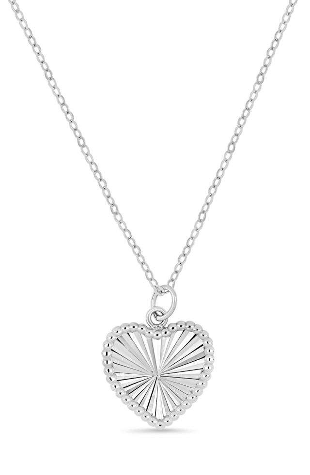 14K White Gold Heart Pendant Necklace